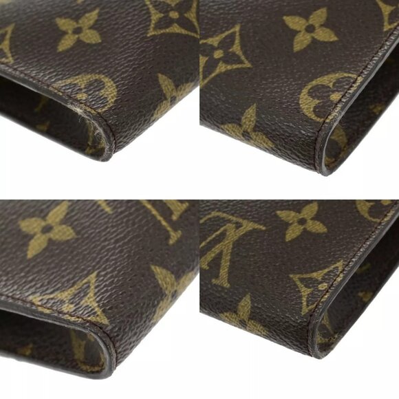 LOUIS VUITTON Logo BUCKET PM Pouch Bag Monogram Leather Brown France 60EE074 - Picture 8 of 13